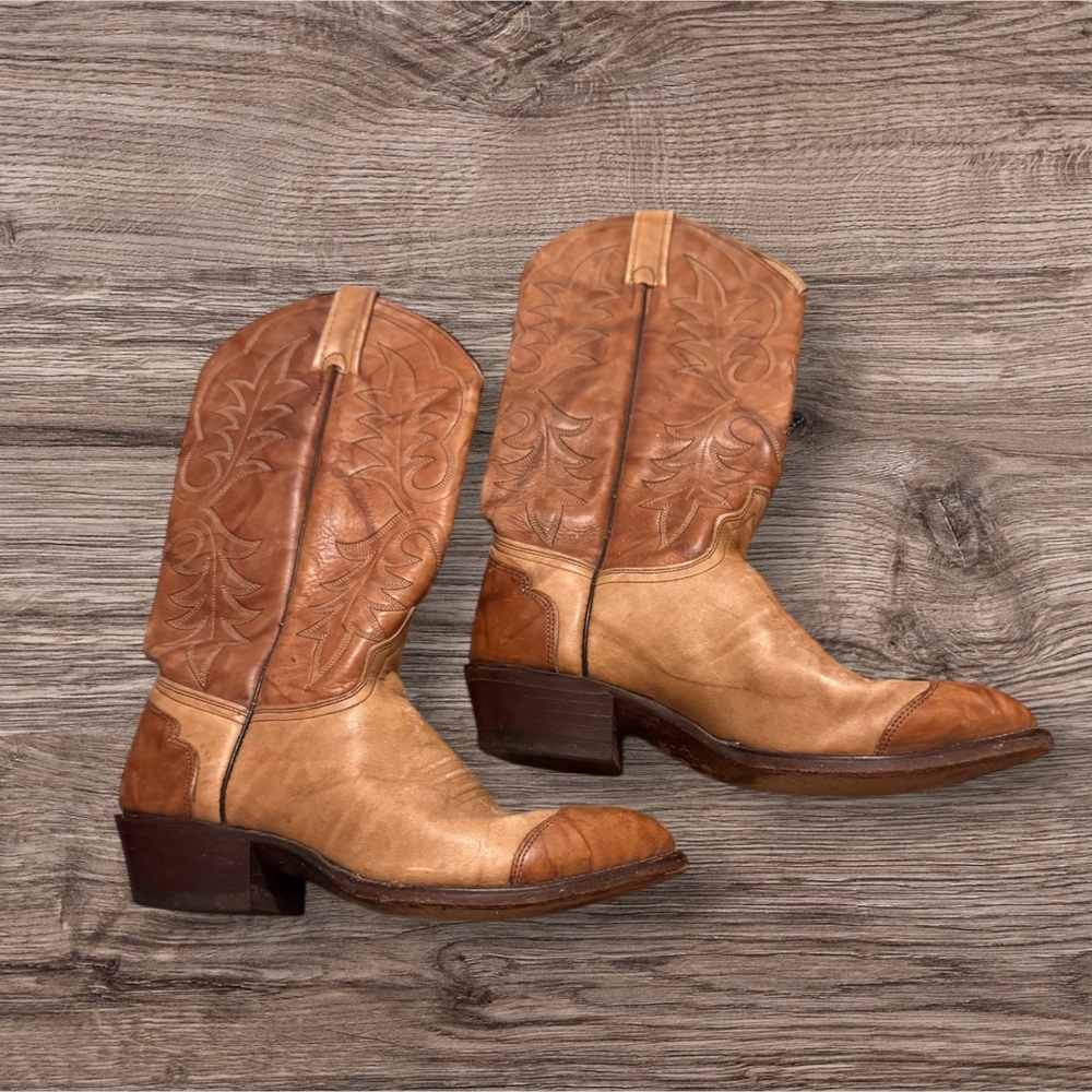 Vintage J Chisholm Leather Western Cowboy Boots Men’s 7D / Women’s 8.5